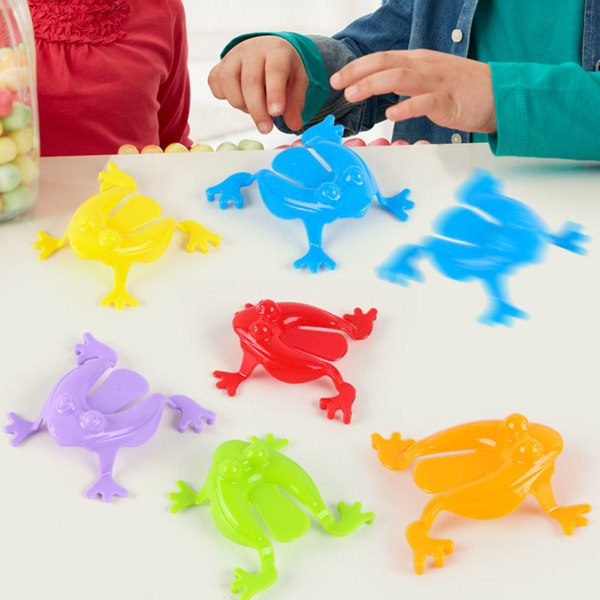 12PCS Colorful Frog Jumping Toys Finger Pressing Leaping Frogs with Bucket Kids Bouncing Toy Set Gift Box Packing