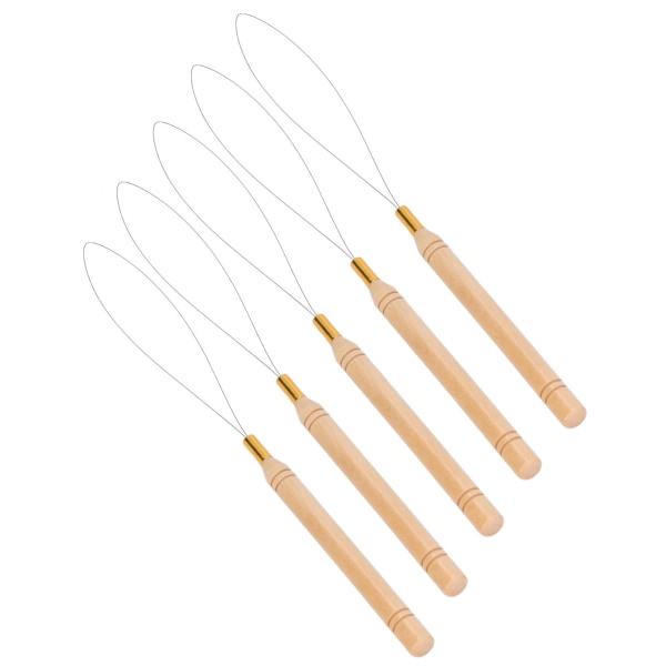 5 STK Hair Extension Loop Needle Kit Anti-slip bøk håndtak trekke