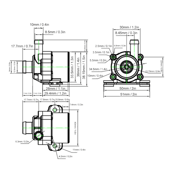 Ismaskin Vattenpump 5W Borstlös Stor Flöde Låg Körljud Vattencirkulationspump för Diskmaskiner Dryck Kaffe Te Maskiner DC 12V