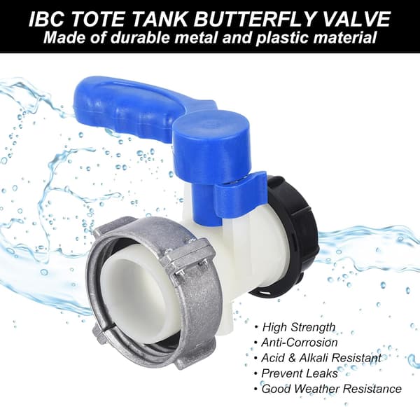 75 mm IBC-beholderadapter - DN50, 1000L IBC-adapter, sommerfugleventilafbryder til havevanding