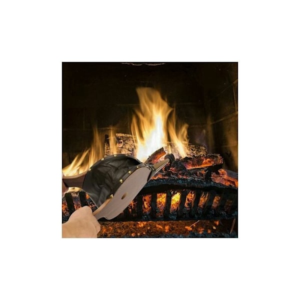 Eldbälg, ekkonstruktion med syntetiskt läder, luft-effektiv design för eldstäder och camping (39x17 cm)
