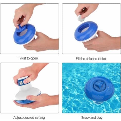 Flydende Klordispenser, Pool-diffusere, Diameter 13cm/5.1tommer Justerbar Flydende Doseringsenhed, Pooltilbehør til Spa Jacuzzi...