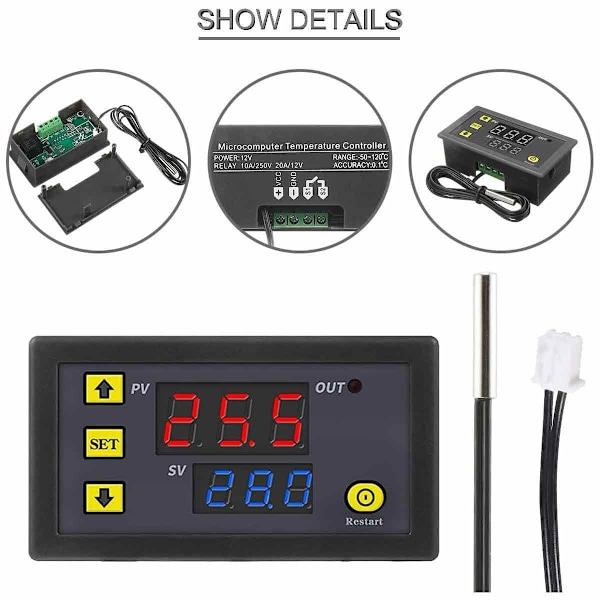 Digital Termostat med LED-display för Värme och Kyla, Temperaturkontroller med Brett Intervall, ABS-materialhölje Säkerställer Hållbarhet, Lämplig För