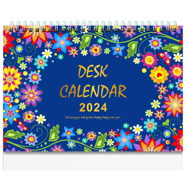 2024 Pystykäännetty pöytäkalenteri, 9 "x 7.3", 12 kuukauden pöytä