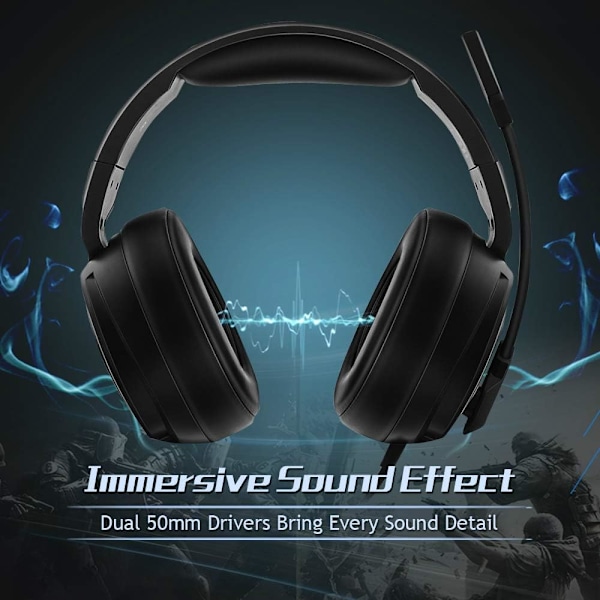 Revolutionerande gamingheadset med avancerat chipset för sömlös anslutning, vrid-för-att-tysta-mikrofon för omedelbar tystnad, DTS Headphone:X Spatial