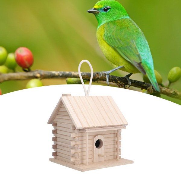 Trä fågelhus hängande timmerstuga fågelhus för fågel utomhusdekor och inredning i hus