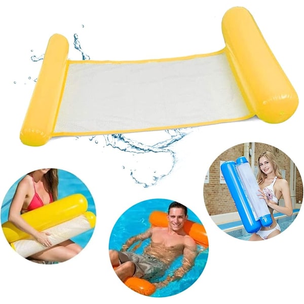 Bärbar Pool Float med Ergonomiskt Ryggstöd och Huvudstöd, Lätt att Pumpa Upp och Tömma Multifunktionell Vattenhängmatta för Utomhus Sjö, Trädgård Poolparty