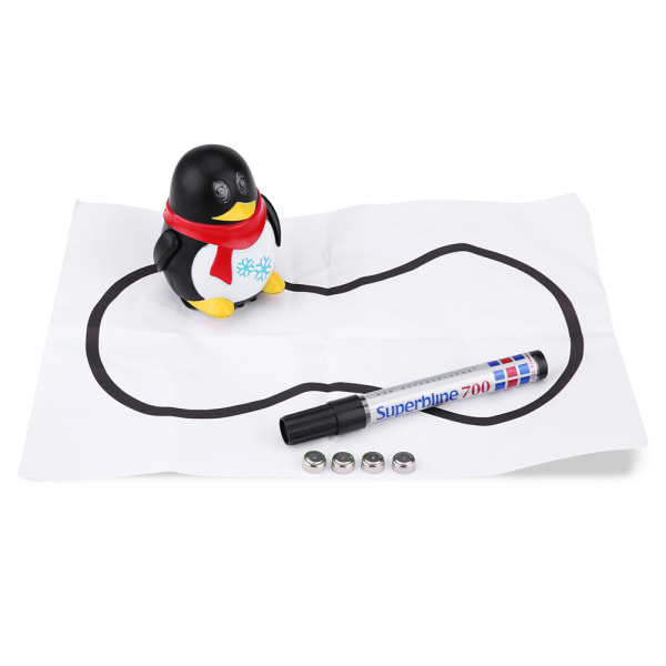 Lovely Magic Auto-induction Penguin Follow Drawn Line Toy Dyre Model (svart + hvit)