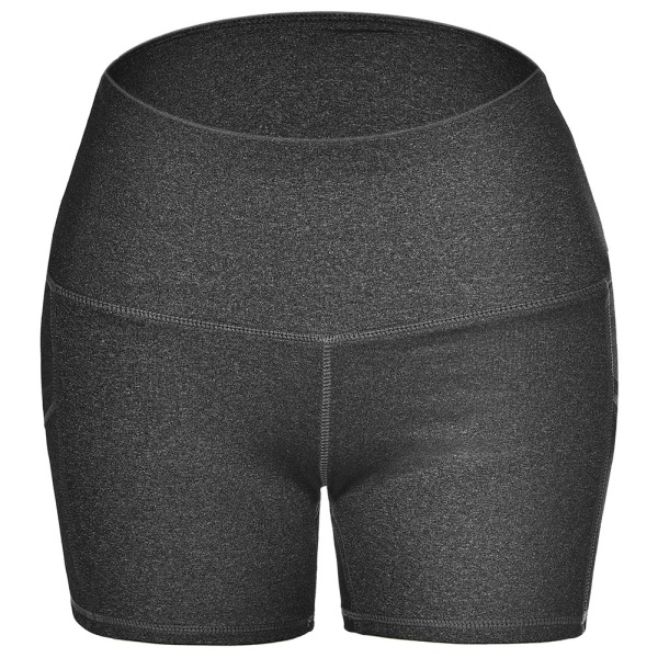 Dame elastiske højtaljede sportsbukser åndbare shorts til yogaløb (hørgrå XXXL)