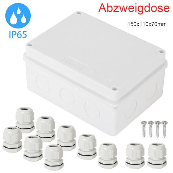 Kopplingsdosa utanpåliggande vattentät 150x110x70mm stor utomhusdistributionsbox IP65-DE