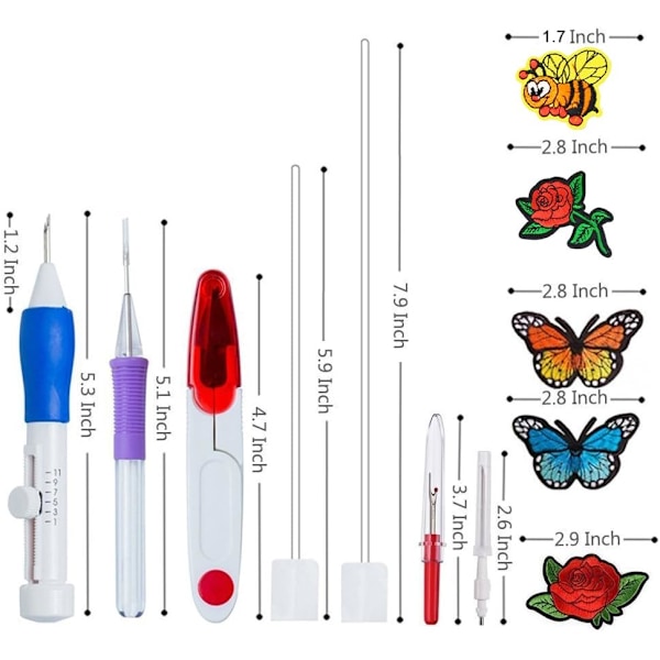 Anpassningsbart broderikit, magisk broderipenna med punch needles för detaljerat hantverk, 14 count vit bomull klassisk Aida-väv, ergonomisk