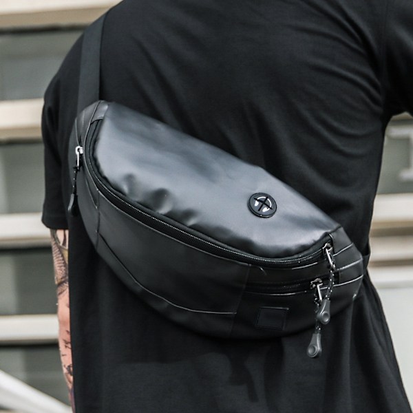 Midjeväska med glasögonfodral, vattentät crossbody-väska med reptåligt PU-läder, justerbart bälte för unisexresor och träning