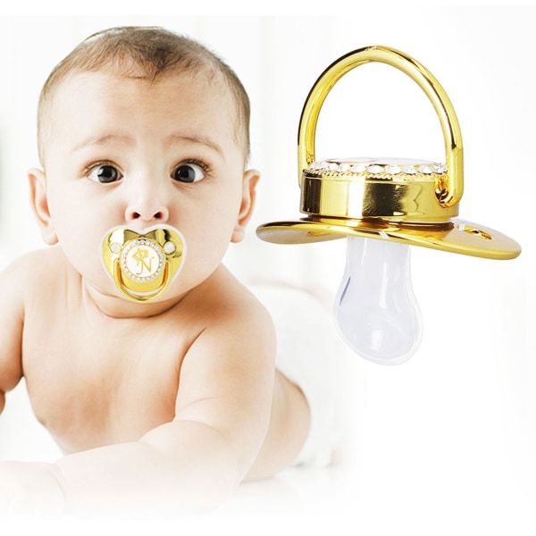 Baby Spädbarn Utsökt Golden Crown Letter Strassnapp med Kedjeklämma Bokstav N
