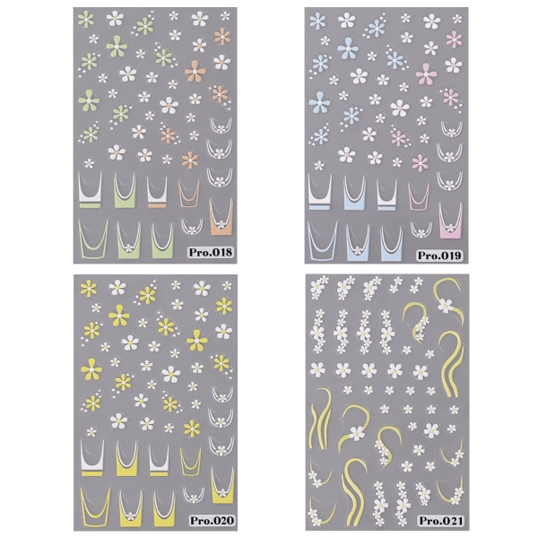 4 stk Flower Nail Art Sticker 5D Micro relief Nail Decal Spring
