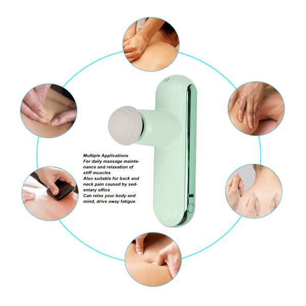 Ultraportabel Massagepistol, Ergonomisk Design för Atleter, Tyst Slagverkshandmassage, 3 Massagehuvuden för Djup Muskelbehandling, USB-C