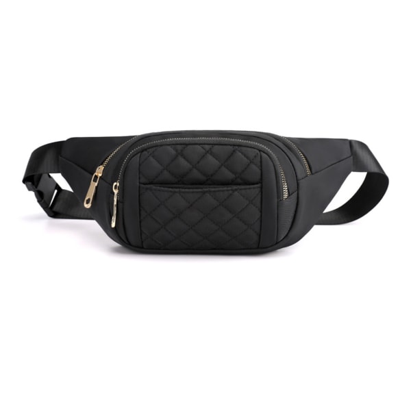 Women Waist Bag Large Capacity Adjustable Shoulder Strap Fashionable Lady Crossover Fanny Pack for Cycling Walking Black One Size