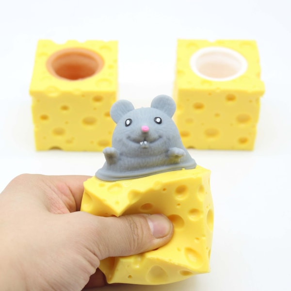 Squish Cheese Mouse Toy Miljøvennlig Myk Silikon Angst Stress Relief Squeeze Cheese Mice Toy