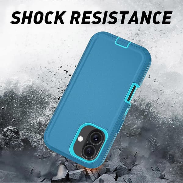 For iPhone 16 Detachable Shell PC+TPU Phone Case with Back Clip Stand Multicolor