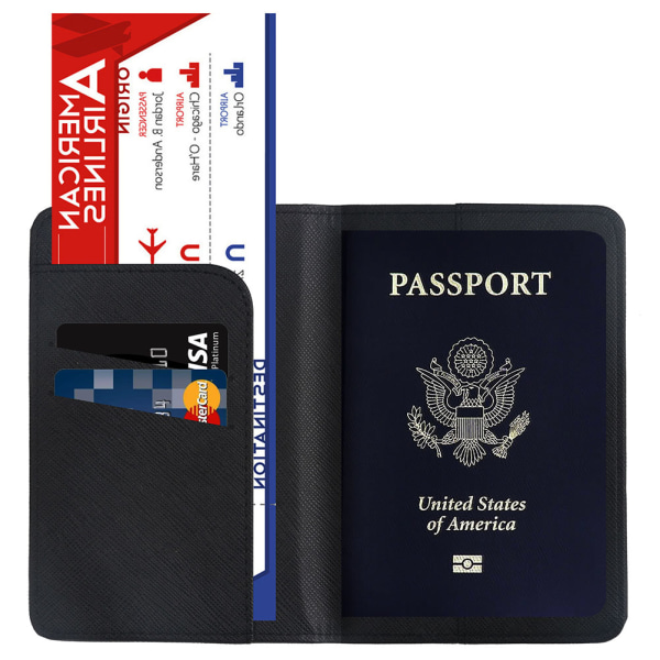 Passholder i skinn Lommebokdekseletui RFID-blokkerende reise