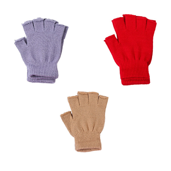 Kvinnor Fingerless Handskar Vinter Half Finger Knit Handskar för Kvinnor