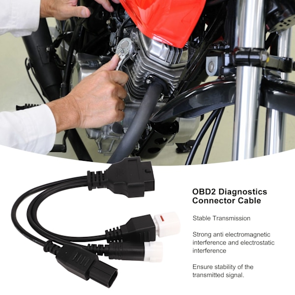 Motorcykel OBD Diagnostisk Hona 16 Pin 3 i 1 Kontaktadapter Kabel Y Splitter Diagnostisk Förlängningskabel