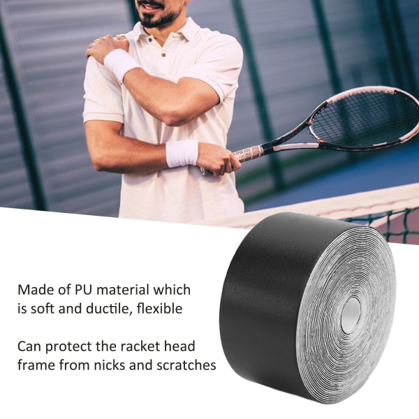 Tennis Racket Tape Racket Hoved Beskyttende Tape Udvidet Squash Racket Guard 5m til Sportsudstyr Sort