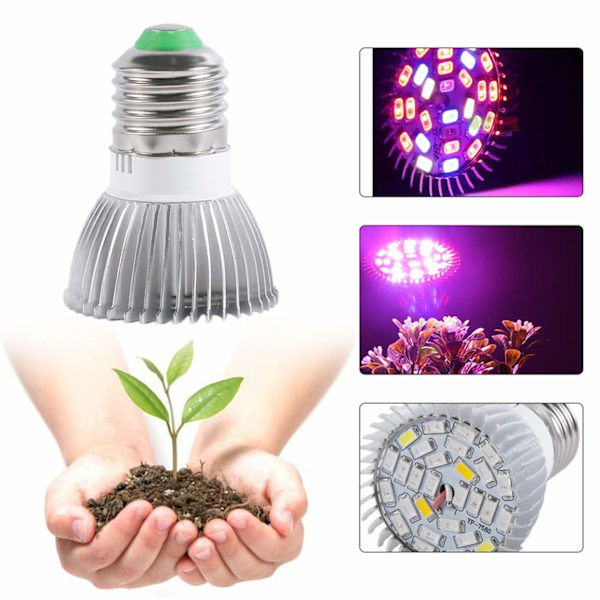 Fullspektrum LED Växtlampa, Högkvalitativt Värmeavledande Aluminium E27 Sockel 18W LED Växtlampor För Inomhusodling Och Hydroponiska Växter (Förpackning