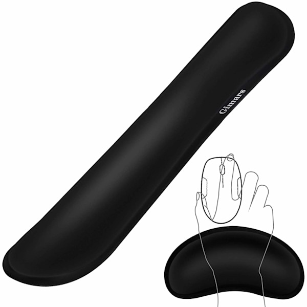 Extra Tjockt Handledsstöd i Memory Foam, Halkfri Texturbas, Ergonomisk Design för Avlastning vid Skrivande