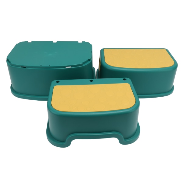 3 Pcs Children's Footstool Stable Skidproof Bottom Smoother Edges Nursery Kids Step Stool for Bathrooms Toilets Kitchens Green