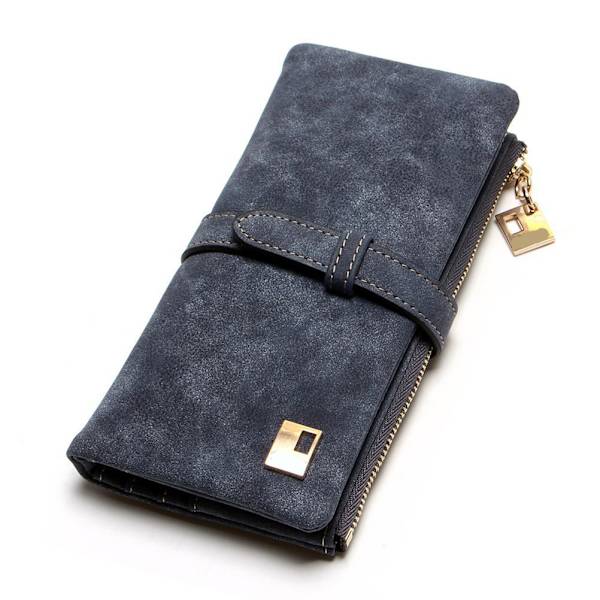 Kvinnor PU Retro Lång Plånbok Bi Fold Plånböcker Dragkedja Plånbok Damväskor