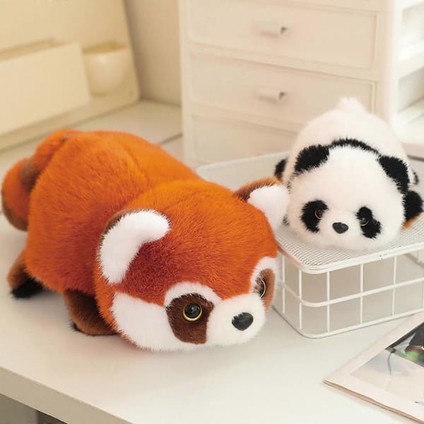 Giant Panda and Transforms into a Brown Red Panda. Red Panda Doll Plush Toy Transforms into a Giant Fox Doll, 100% New