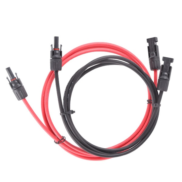 Förlängningskabel för solpaneler, slitstark solcellskabel för utomhusbruk, äkta OFC-kabel 10AWG solcellsförlängningskabel 3M svart & 3M röd, inkluderar MC4