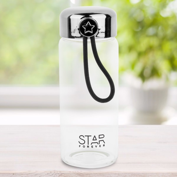 300 ml Bærbar glasvandflaske BPA-fri vandkande med låg (sølv)