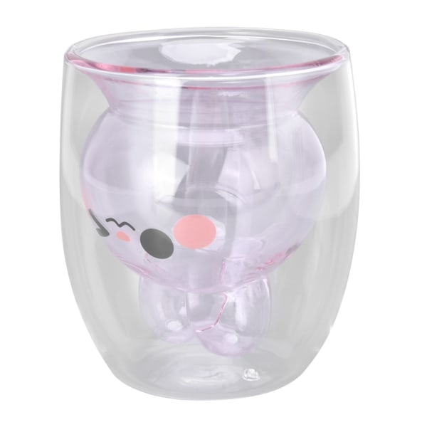 Kaksiseinämäinen lasikani Design 300 ml maitokahvi-teekuppi mikroaaltouunille astianpesukoneeseen vaaleanpunainen sisustus