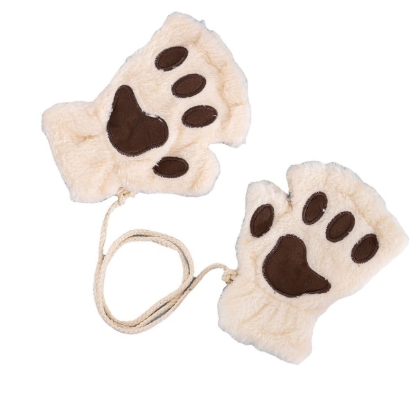 Cat Paw Gloves Winter Cute Thickened Warm Fingerless Fuzzy Plush