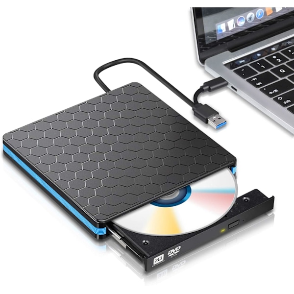 Plug and Play Bärbar Extern DVD-enhet med Stilrent Utseende, Höghastighets USB 3.0-gränssnitt för Snabb Dataöverföring och Bred Kompatibilitet med