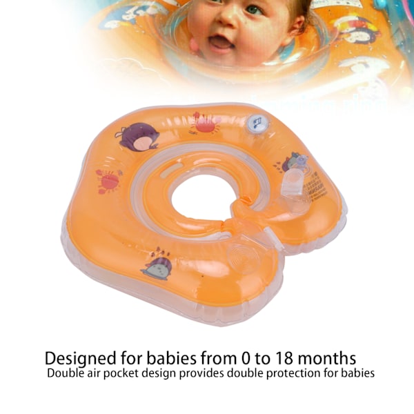 Nyfødt svømmering oppustelig flydende krave baby svømmebassin legetøj til 0-18 måneders babyorange