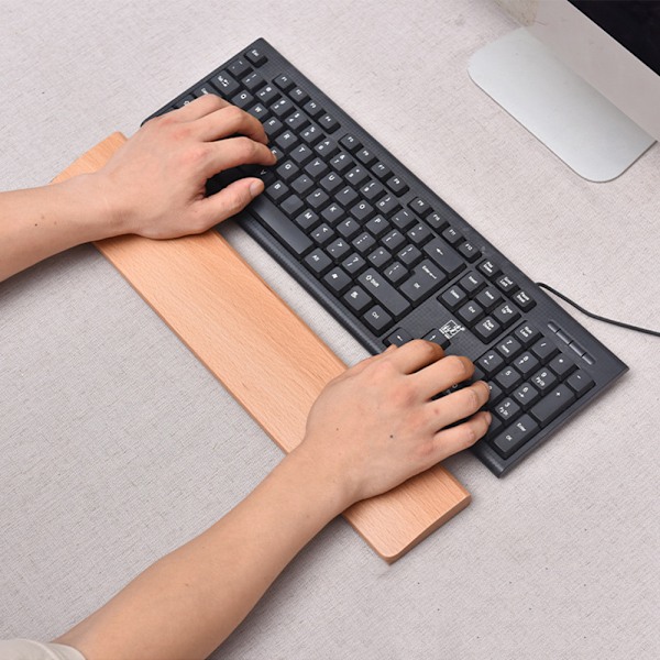Handledsstöd för mekaniskt gamingtangentbord, ergonomiskt designad slät valnöts-tangentbordsbricka som säkerställer stabilt och bekvämt stöd