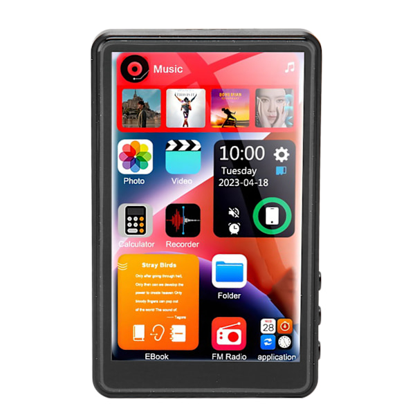 MP3-spelare med Android-spelare, 16 GB musik- och videoenhet med Bluetooth 5.3 och pekskärm, Hi-fi-ljudkvalitet för ultimat underhållning