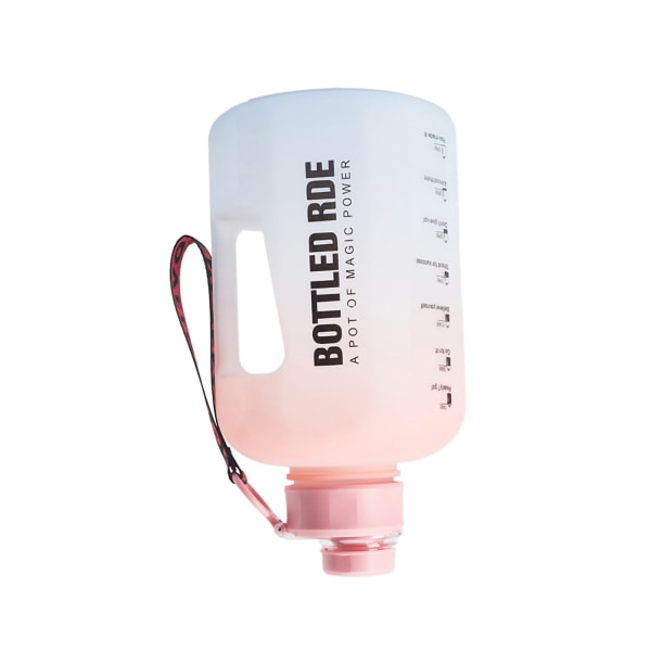 Gradient vandflaske Bærbar plastik drikkeflaske med stor kapacitet til udendørs sport Gradient Pink 2,2L