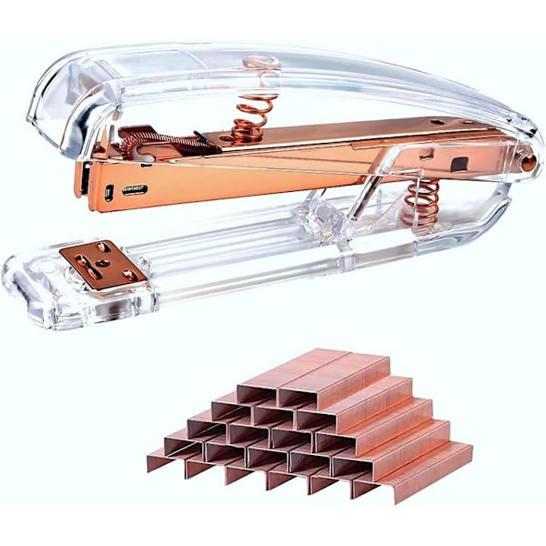 Högpresterande häftapparat i roséguld för skrivbord, elegant design med ultraklar akrylkropp för hemmakontor, garanterat problemfri mekanism