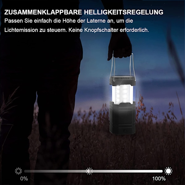 Ultraljus LED Campinglykta, Hopfällbar & Portabel Överlevnadskit Med Solpanel Och Handvev För Nödbelysning, Idealisk För Camping, Vandring,
