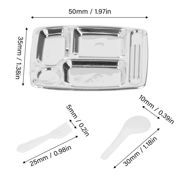 20 sarjaa jaettu illallinen tarjotin malli mini koko hartsi hopea levy lusikka haarukka malli 1/12 1/6 nukkekoti