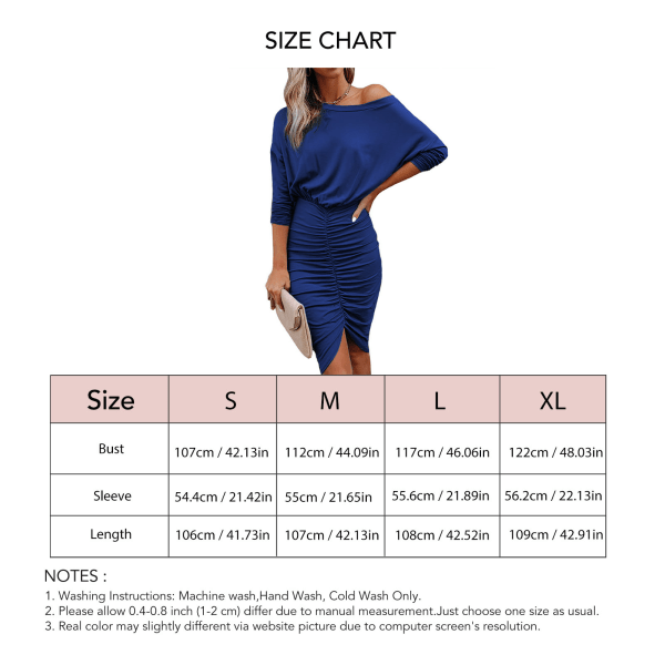 Hip Package Dress Pure Color Package Hip One Shoulder Body Shaping Ruffle Design Wrap Dress for Women Summer Party Blue S