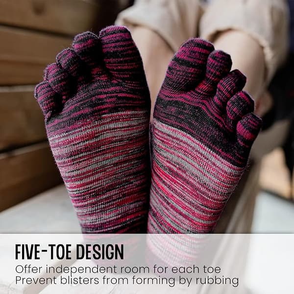 Toe Socks Men Five Finger Striped Socks Running Athletic Cotton Socks 5 Pairs
