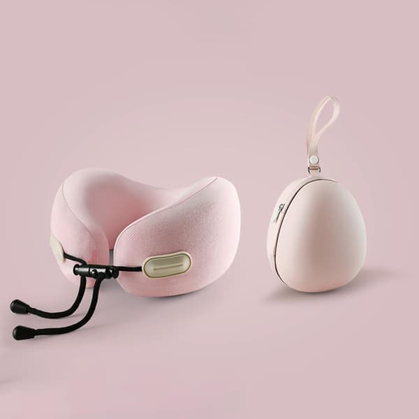 Reisepute i Memory Foam – Ergonomisk og kompakt design, egnet for fly, bil og lange reiser (rosa)