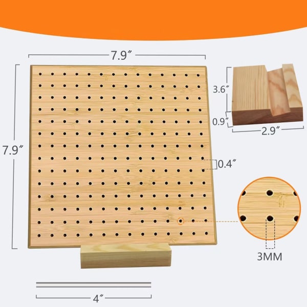 7,7 tommer firkantet blokeringsbræt håndlavet strikkeblokeringsmåtte med 18 fikseringsstænger