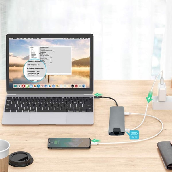 Bärbar Reseadapter med Höghastighetsnätverksanslutning och Multiport, Kompakt Design med 4K-utgång för Ökad Produktivitet