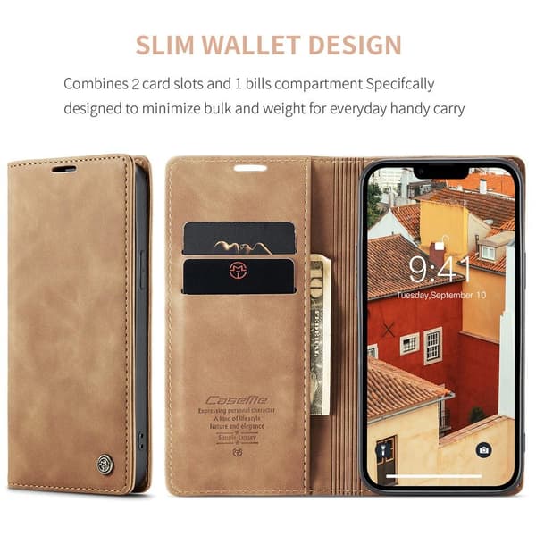 CASEME Lompakkokotelo iPhone 15 - Ruskea