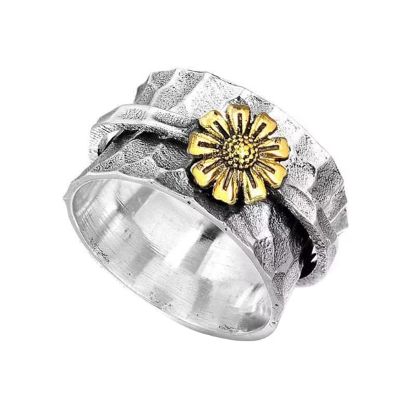 Daisy Sølv Roterende Ring Blomstergraveret Ring Stilfulde smykker